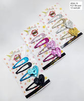 Hana Jewel 12 Pcs Glittery Heart-Shaped Tic Tac Hair Clips - Multicolour Hair Accessories for Women & Girls